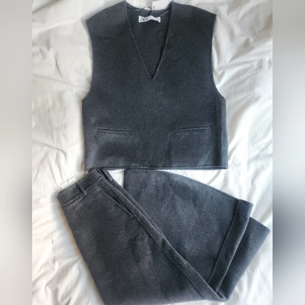 Zara Collection co-ord set vest & Wool-blend cape/A-line midi skirt SZ M BNWT